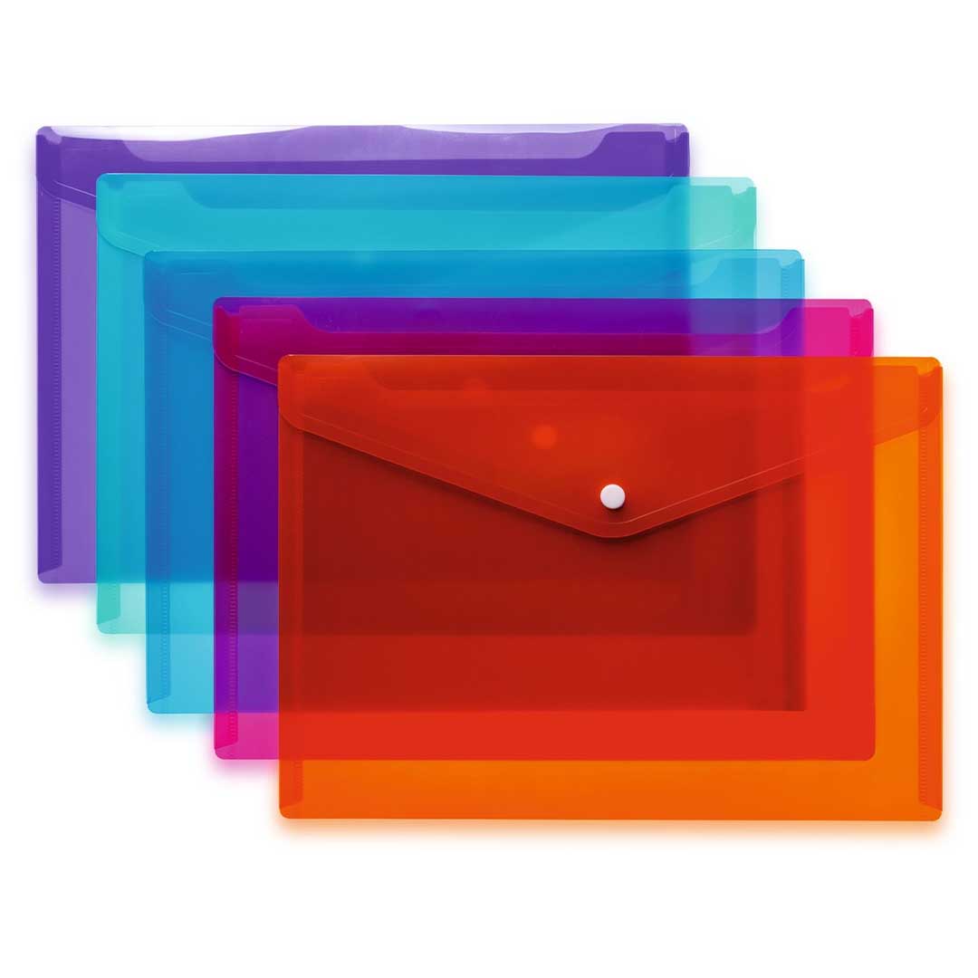 Chemises Porte-documents A4 Avec Fermoir à Ressort - Lot De 5, Couleur Grise - 5