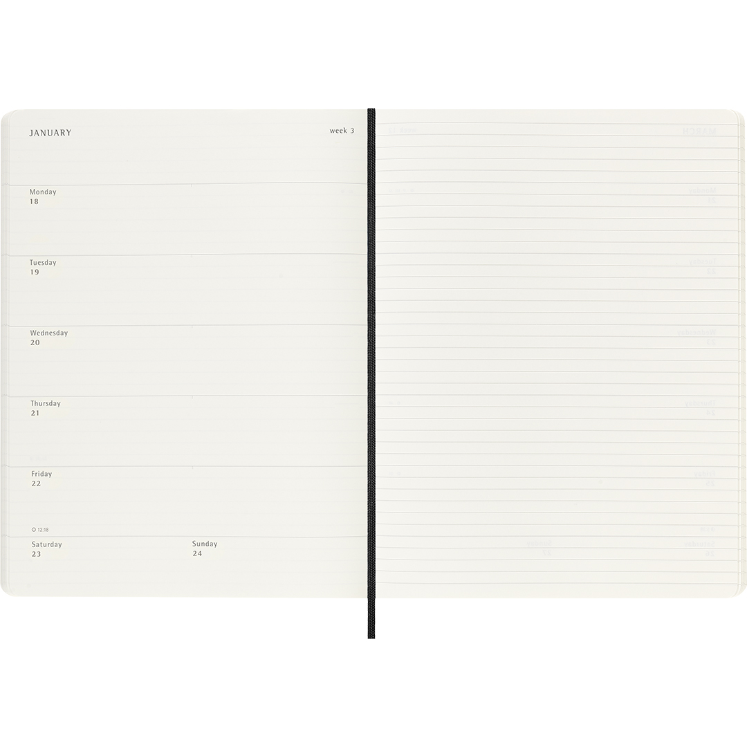 Calendrier 18M WeekNote Soft Cover XL Black