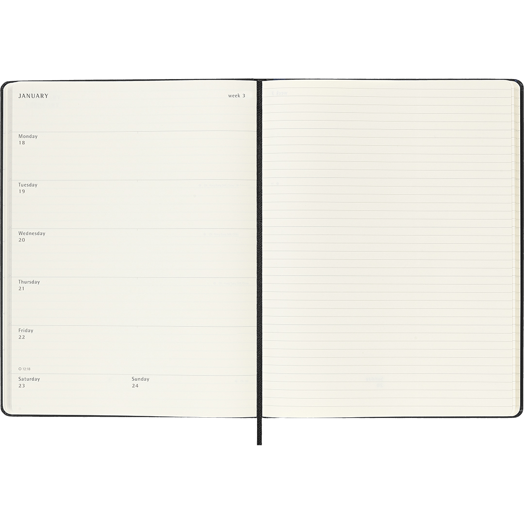 Calendrier 18M WeekNote Hard Cover XL Black