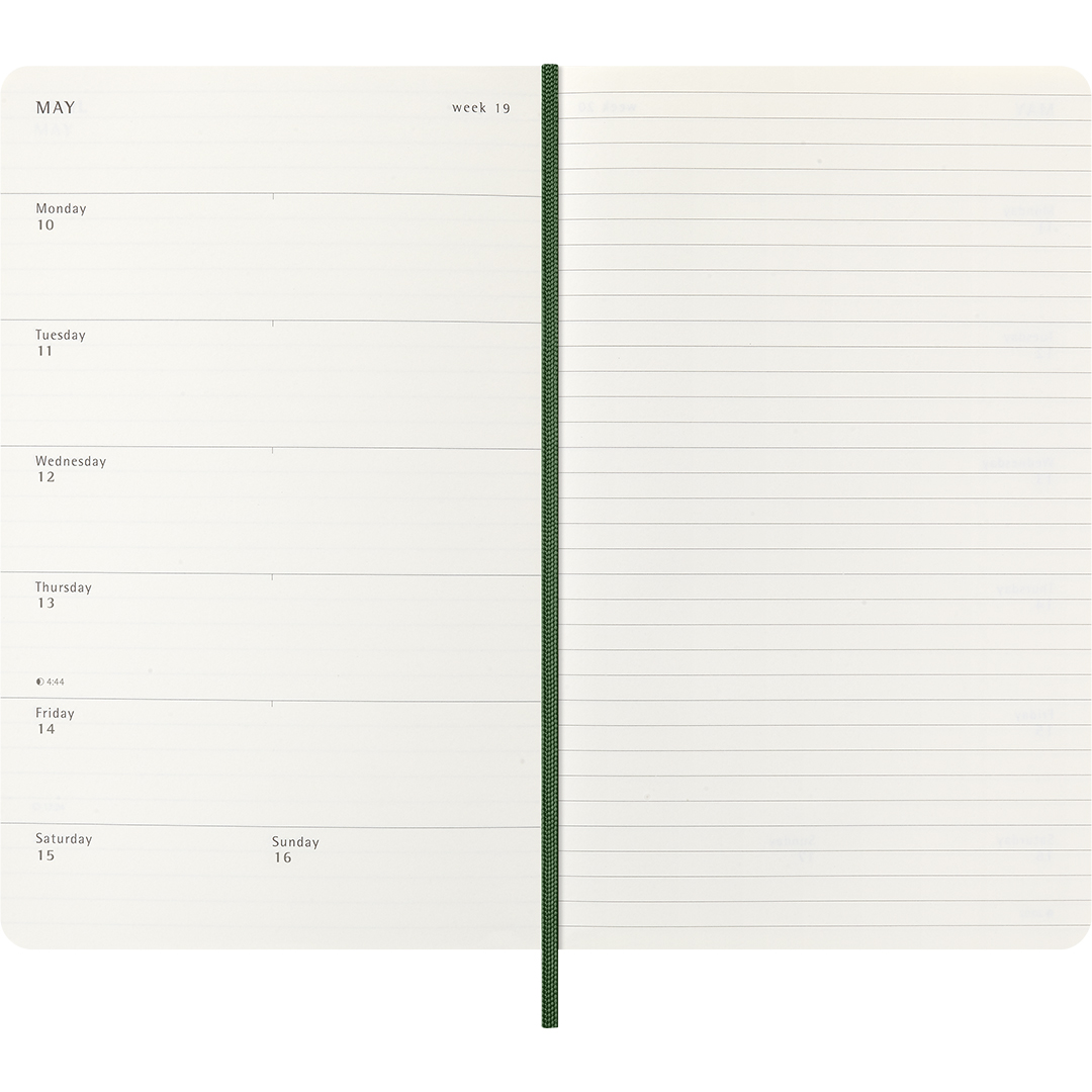 Calendrier 18M WeekNote Soft Cover Large Myrtle Green