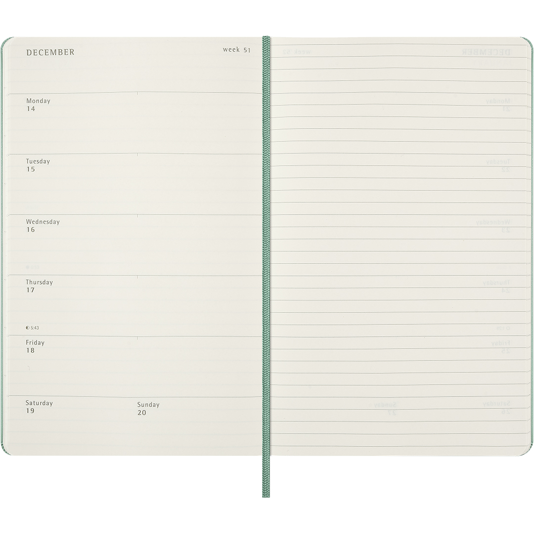 Calendrier 18M WeekNote Hard Cover Large Sage Green