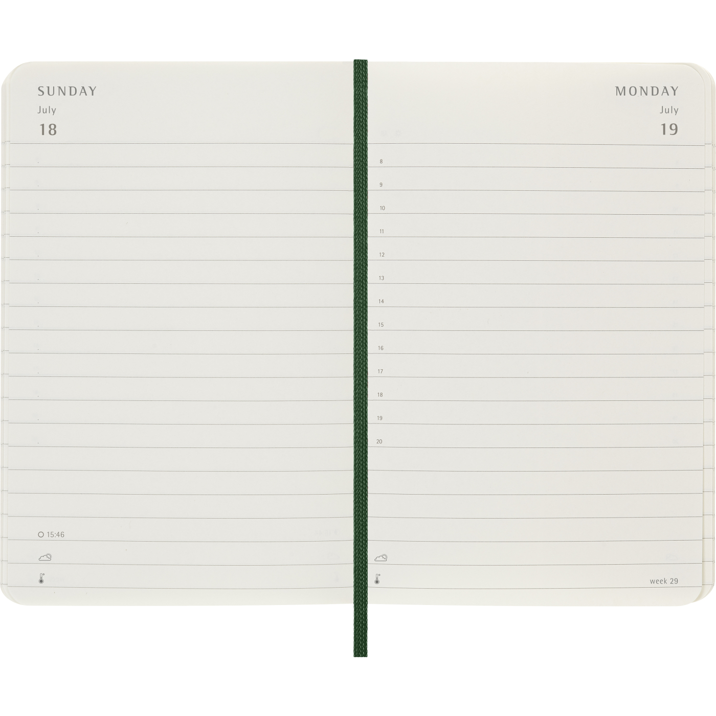 Calendrier 12M Daily 2027 Softcover Pocket Myrtle Green