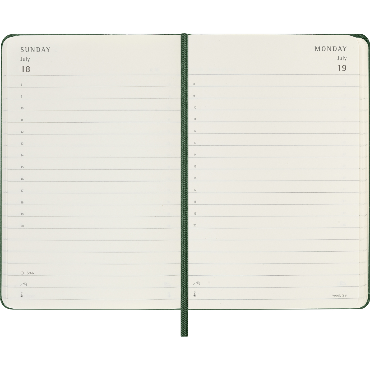Calendrier 12M Daily 2027 Hardcover Pocket Myrtle Green