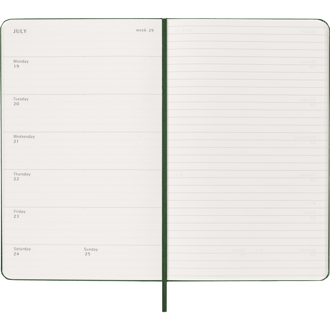 Calendrier 12M Weekly Notebook 2027 Hardcover Large Myrtle Green 
