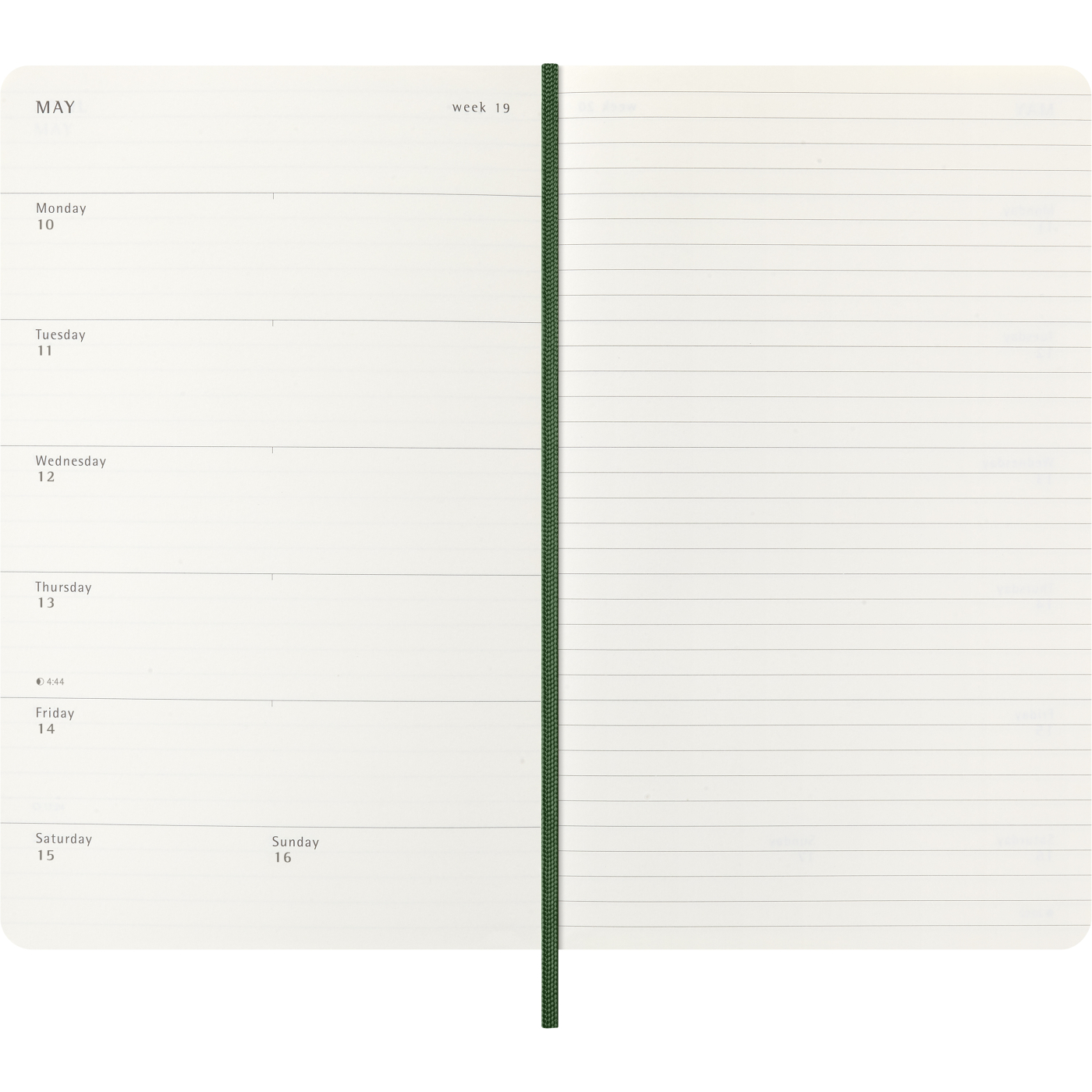 Calendrier 12M Weekly Notebook 2027 Softcover Large Myrtle Green 