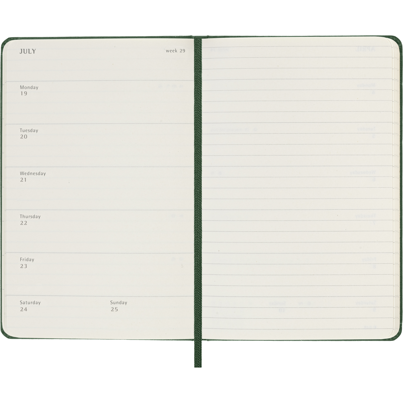 Calendrier 12M Weekly Notebook 2027 Hardcover Pocket Myrtle Green 