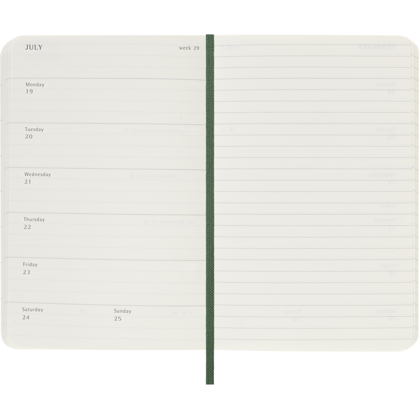 Calendrier 12M Weekly Notebook 2027 Softcover Pocket Myrtle Green 