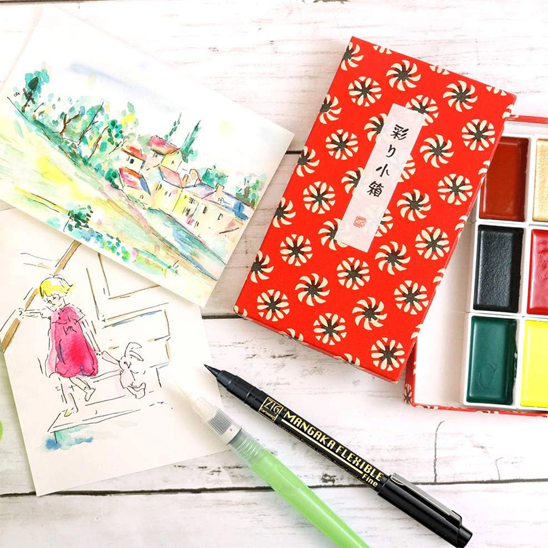 Gansai Tambi Irodori Kobako Coffret aquarelle rouge