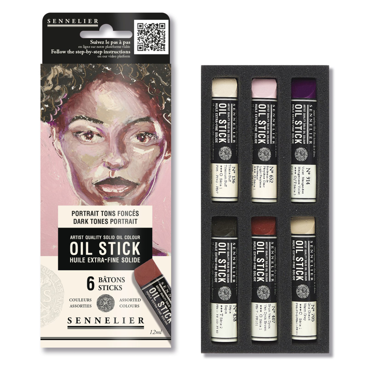 Oil Stick Mini 6 couleurs Dark tones Portrait