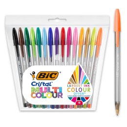 Stylos à bille Cristal Multicolor Lot de 15 dans le groupe Stylos / Écrire / Stylos encre chez Pen Store (100233)