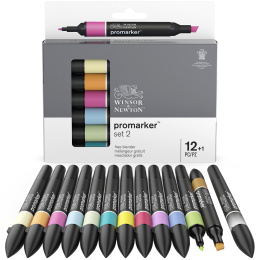 ProMarker ensemble de 12 + mélangeur (Set 2) dans le groupe Stylos / Crayons d'artistes / Feutres d'illustrations chez Pen Store (100545)