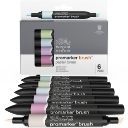 ProMarker Brush ensemble de 6 Pastel Tones dans le groupe Stylos / Crayons d'artistes / Feutres d'illustrations chez Pen Store (100551)