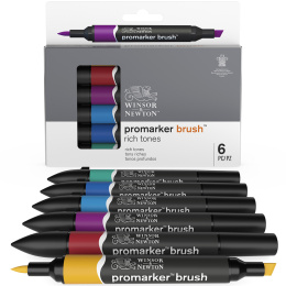 ProMarker Brush ensemble de 6 Rich Tones dans le groupe Stylos / Crayons d'artistes / Feutres d'illustrations chez Pen Store (100554)
