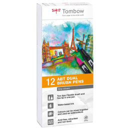 ABT Dual Brush Pen ensemble de 12 Grey dans le groupe Stylos / Crayons d'artistes / Feutres pinceaux chez Pen Store (101093)