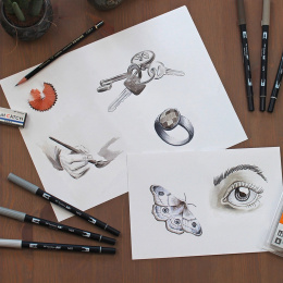 ABT Dual Brush Pen ensemble de 12 Grey dans le groupe Stylos / Crayons d'artistes / Feutres pinceaux chez Pen Store (101093)