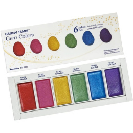 Gansai Tambi aquarelle lot de 6 Gem Colors dans le groupe Matériels d'artistes / Couleurs de l'artiste / Peinture aquarelle / Aquarelle en godet chez Pen Store (101102)