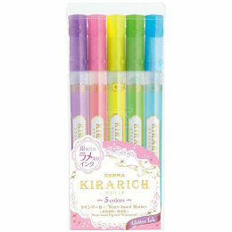 Kirarich Glitter Surligneur ensemble de 5 dans le groupe Loisirs créatifs / Techniques / Bullet Journal chez Pen Store (102200)