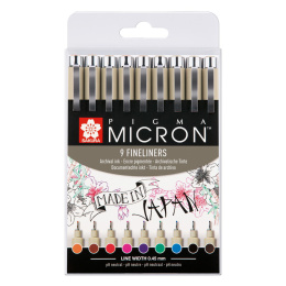 Pigma Micron Fineliner Color lot de 9 dans le groupe Stylos / Écrire / Feutres Fineliners chez Pen Store (103306)