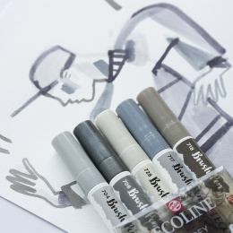 Brush Pen Grey ensemble de 5 dans le groupe Stylos / Crayons d'artistes / Feutres pinceaux chez Pen Store (103713)