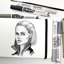 Brush Pen Grey ensemble de 5 dans le groupe Stylos / Crayons d'artistes / Feutres pinceaux chez Pen Store (103713)