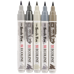 Brush Pen Grey ensemble de 5 dans le groupe Stylos / Crayons d'artistes / Feutres pinceaux chez Pen Store (103713)