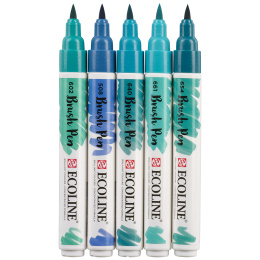 Brush Pen Green Blue ensemble de 5 dans le groupe Stylos / Crayons d'artistes / Feutres pinceaux chez Pen Store (103715)