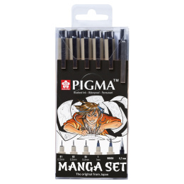 Manga Tool Pigma Micron Black ensemble de 6 dans le groupe Stylos / Écrire / Feutres Fineliners chez Pen Store (103847)
