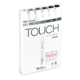 Twin Brush Marker ensemble de 6 Grey dans le groupe Stylos / Crayons d'artistes / Feutres d'illustrations chez Pen Store (105320)