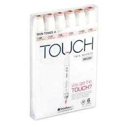 Twin Brush Marker ensemble de 6 Skin Tones A dans le groupe Stylos / Crayons d'artistes / Feutres d'illustrations chez Pen Store (105322)