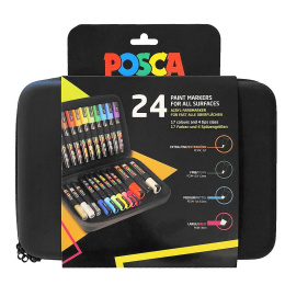 Marqueur Posca lot de 24 étui Rubbercase dans le groupe Stylos / Crayons d'artistes / Feutres d'illustrations chez Pen Store (110396)