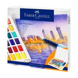 Boîte de 48 Aquarelles en godets + pinceau à réservoir d'eau dans le groupe Matériels d'artistes / Couleurs de l'artiste / Peinture aquarelle chez Pen Store (111746)