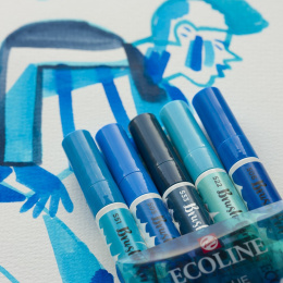 Brush Pen Blue lot de 5 dans le groupe Stylos / Crayons d'artistes / Feutres pinceaux chez Pen Store (112558)