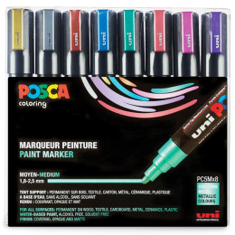 Posca PC-5M Metallic Colours lot de 8 dans le groupe Stylos / Crayons d'artistes / Feutres d'illustrations chez Pen Store (112630)