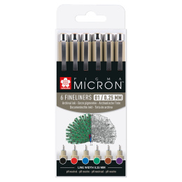Pigma Micron Fineliner 6-set 01 Basic Colours dans le groupe Stylos / Écrire / Feutres Fineliners chez Pen Store (125575)