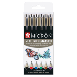 Pigma Micron Fineliner 6-set 05 Basic Colours dans le groupe Stylos / Écrire / Feutres Fineliners chez Pen Store (125576)
