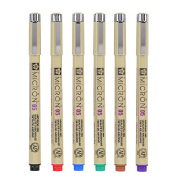 Pigma Micron Fineliner 6-set 05 Basic Colours dans le groupe Stylos / Écrire / Feutres Fineliners chez Pen Store (125576)