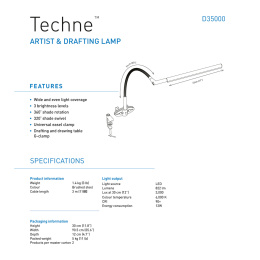 Techne Artist & Drafting Lamp dans le groupe Loisirs créatifs / Accessoires Hobby / L'illumination chez Pen Store (126506)