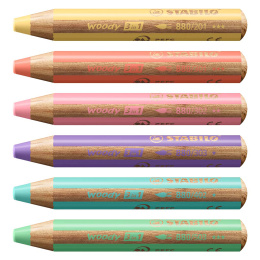 Woody 3-in-1 Crayons de Couleur Pastel Lot de 6 + taille-crayon (+3 ans) dans le groupe Kids / Crayons pours les enfants / Crayons de couleurs pour les enfants chez Pen Store (127789)