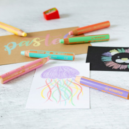 Woody 3-in-1 Crayons de Couleur Pastel Lot de 6 + taille-crayon (+3 ans) dans le groupe Kids / Crayons pours les enfants / Crayons de couleurs pour les enfants chez Pen Store (127789)