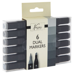 Dual-tip Markers 6 pièces Gris dans le groupe Stylos / Crayons d'artistes / Feutres chez Pen Store (128527)