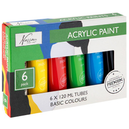 Peinture acrylique 120 ml 6 piéces Basic dans le groupe Matériels d'artistes / Couleurs de l'artiste / Peinture acrylique chez Pen Store (128548)