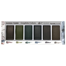 Gansai Tambi aquarelle lot de 6 Graphite Colors dans le groupe Matériels d'artistes / Couleurs de l'artiste / Peinture aquarelle / Aquarelle en godet chez Pen Store (128725)