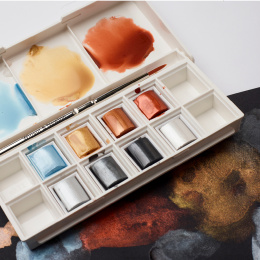 Cotman Peinture Aquarelle Metallic Set 8 ½ -demi-godets dans le groupe Matériels d'artistes / Couleurs de l'artiste / Peinture aquarelle chez Pen Store (129129)