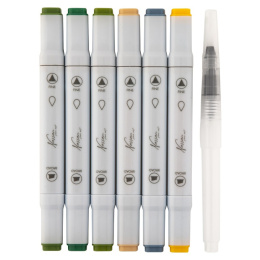 Marqueur Aquarel Dual 6-set Forêt + pinceau à eau dans le groupe Stylos / Crayons d'artistes / Crayons aquarellables chez Pen Store (129350)
