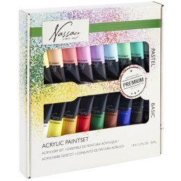 Peinture acrylique 18-set Bright & Pastel dans le groupe Matériels d'artistes / Couleurs de l'artiste / Peinture acrylique chez Pen Store (129362)