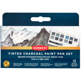 Tinted Charcoal Paint Pan Set 12 demi-godets dans le groupe Matériels d'artistes / Couleurs de l'artiste / Peinture aquarelle / Aquarelle en godet chez Pen Store (129568)