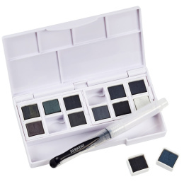 Tinted Charcoal Paint Pan Set 12 demi-godets dans le groupe Matériels d'artistes / Couleurs de l'artiste / Peinture aquarelle / Aquarelle en godet chez Pen Store (129568)