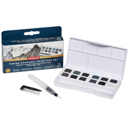Tinted Charcoal Paint Pan Set 12 demi-godets dans le groupe Matériels d'artistes / Couleurs de l'artiste / Peinture aquarelle / Aquarelle en godet chez Pen Store (129568)