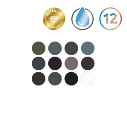 Tinted Charcoal Paint Pan Set 12 demi-godets dans le groupe Matériels d'artistes / Couleurs de l'artiste / Peinture aquarelle / Aquarelle en godet chez Pen Store (129568)