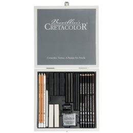 Black & White Box Ensemble de dessins Boîte en bois 25 pcs dans le groupe Matériels d'artistes / Craie et Graphite / Graphite et crayon à papier chez Pen Store (130579)